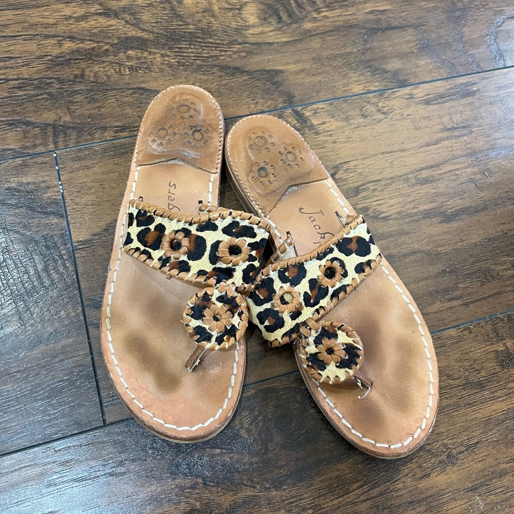 Jack Rogers Brown and Black Sandals Chic Flat Design